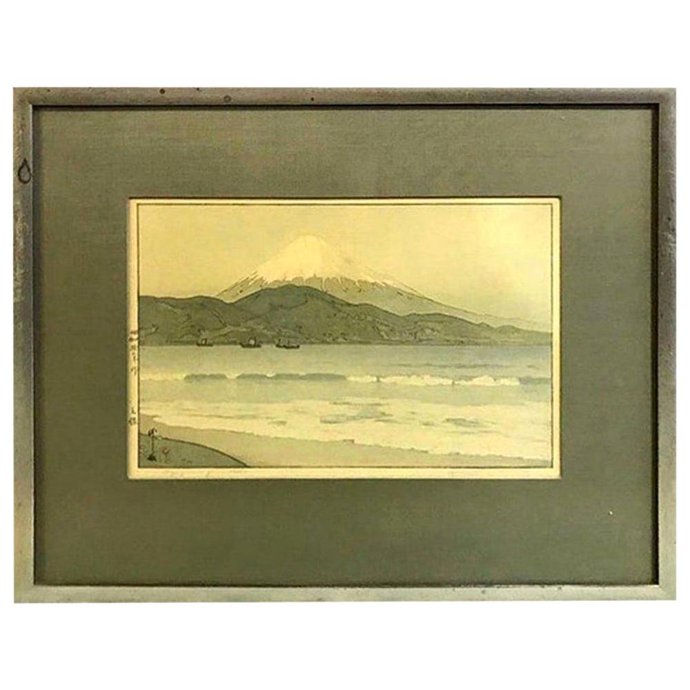 Hiroshi Yoshida Framed Rare Japanese Color Woodblock Print Fujiyama