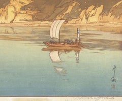 Hiroshi Yoshida, Japanese Woodblock Print, Sailing Boat, Sea Landscape, Ocean