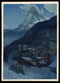 Impression sur bois japonaise Hiroshi Yoshida, Night Matterhorn