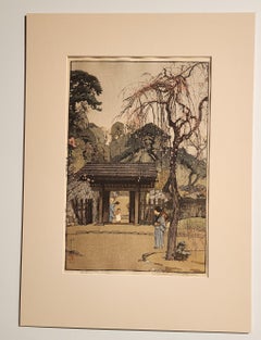 Plum Gateway, Japanese Woodblock Print