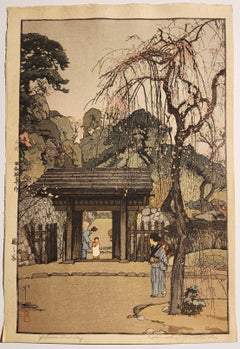 Plum Gateway, Japanese Woodblock Print