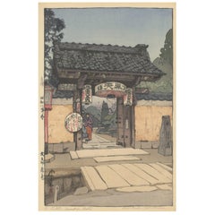 Hiroshi Yoshida, Shin Hanga, Temple Gate, Japanese Woodblock Print