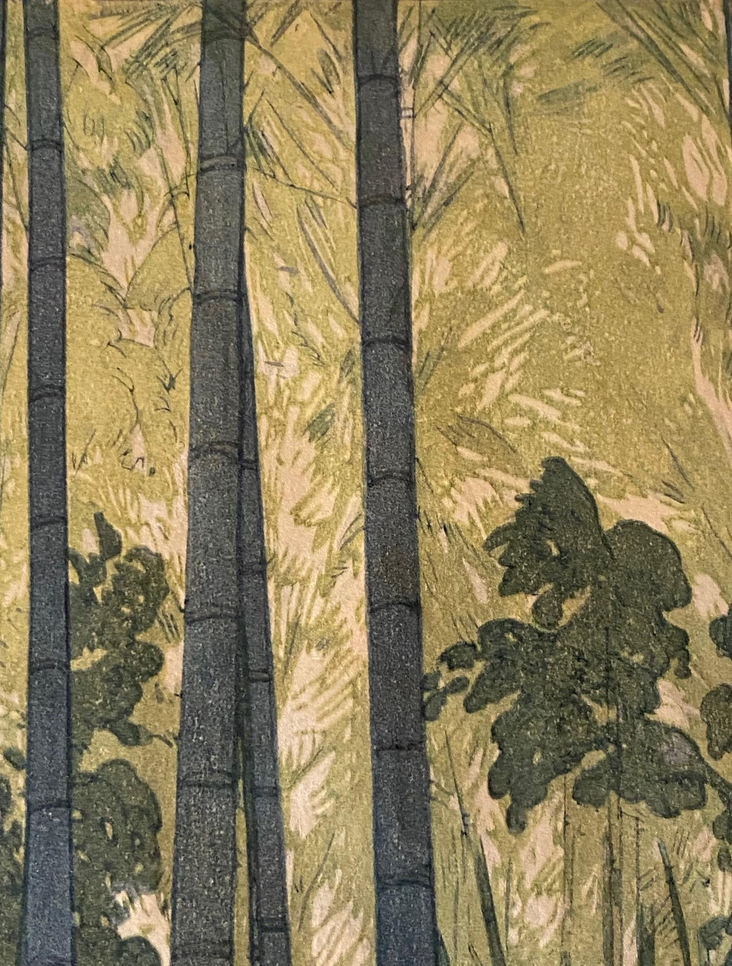 Hiroshi Yoshida Impresión xilográfica japonesa firmada Madera de bambú con sello Jizuri en venta 4