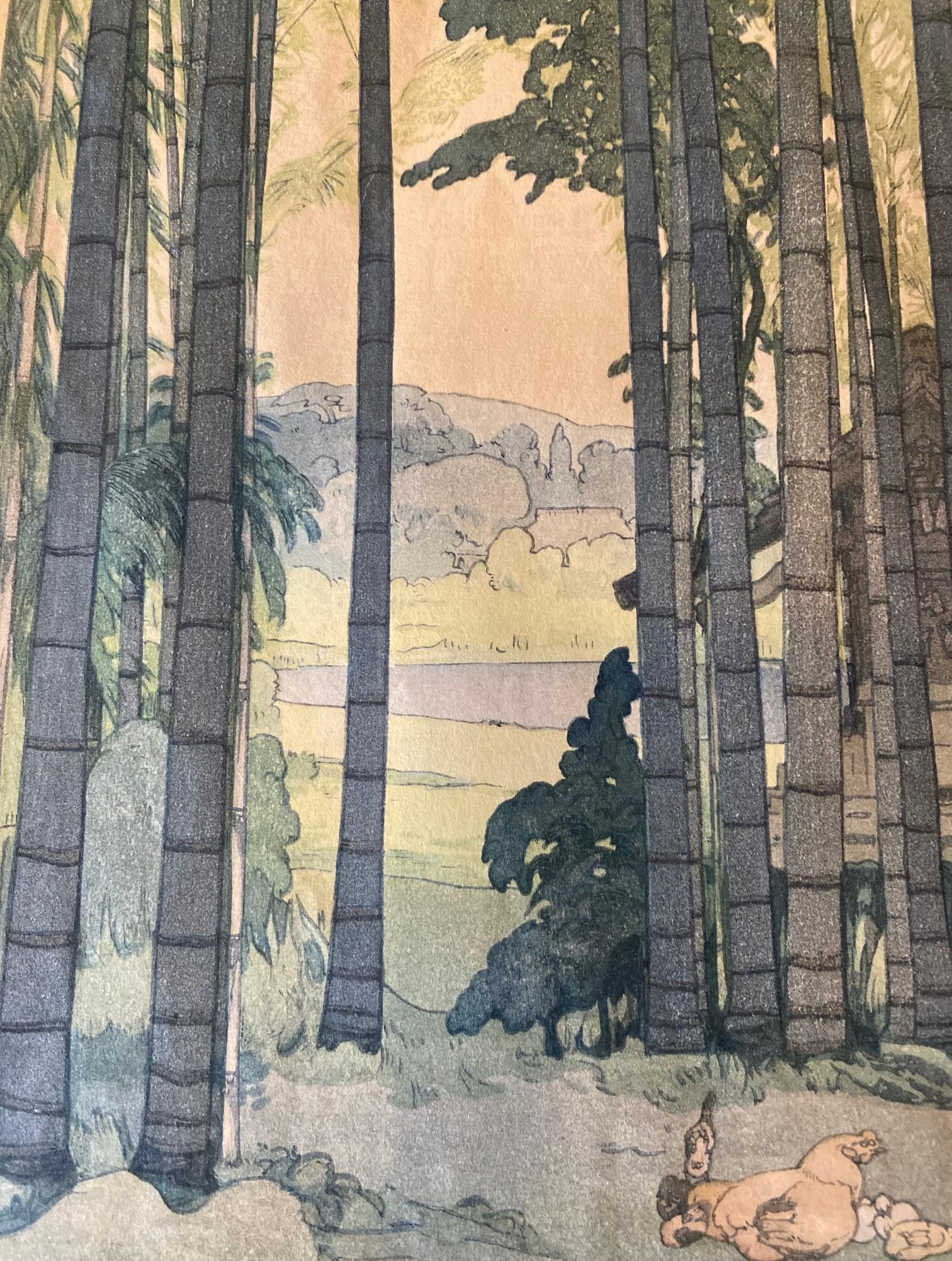 Hiroshi Yoshida Impresión xilográfica japonesa firmada Madera de bambú con sello Jizuri en venta 5