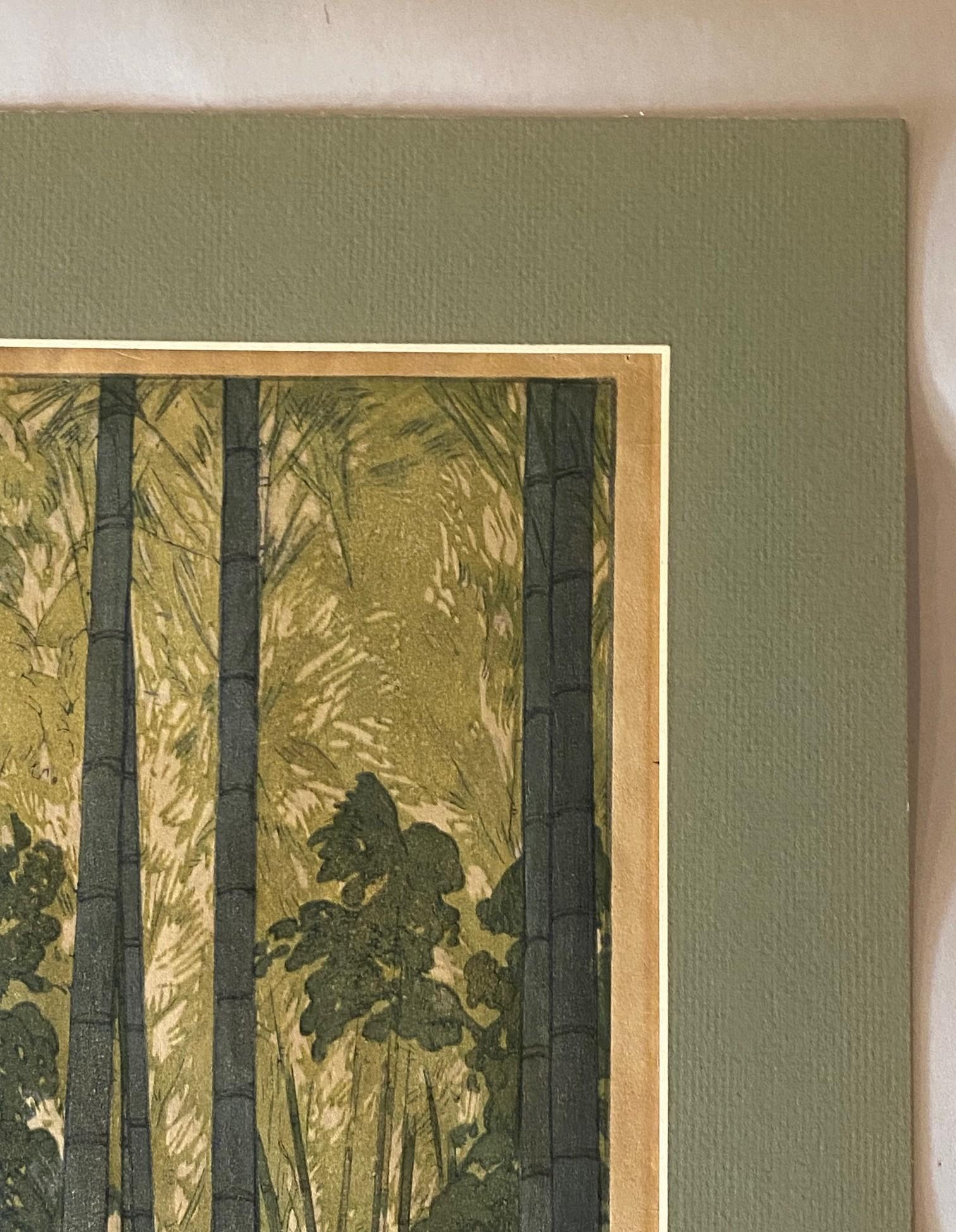 Hiroshi Yoshida Impresión xilográfica japonesa firmada Madera de bambú con sello Jizuri Japonés en venta