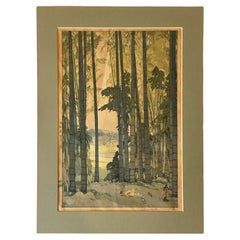 Hiroshi Yoshida Signierter Japanischer Holzschnitt Bambus Wood mit Jizuri Siegel