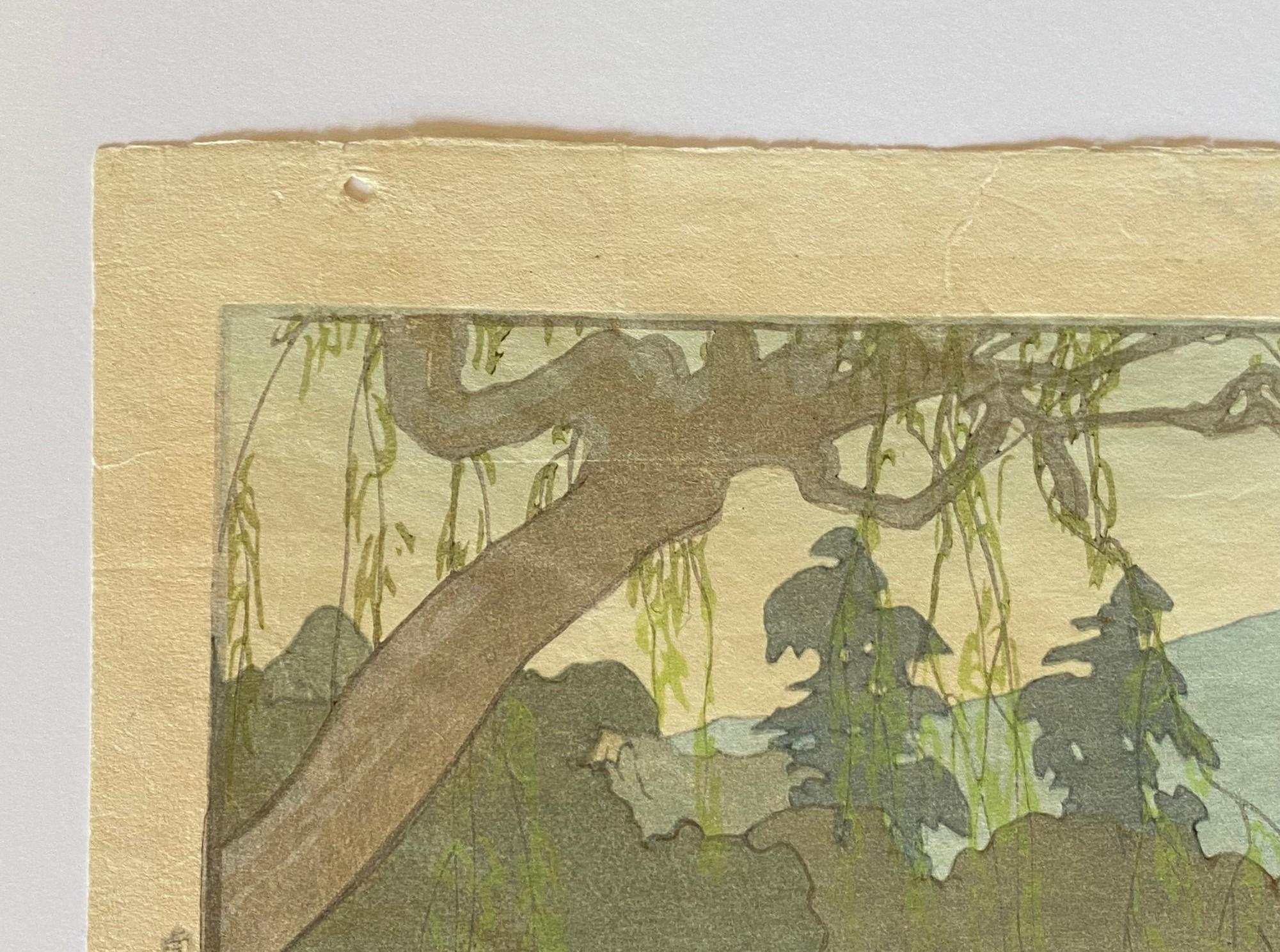 Hiroshi Yoshida, signierter japanischer Holzschnitt mit Maruyama-Park in Kyoto, Jizuri im Angebot 11