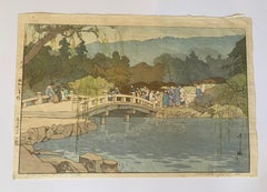 Hiroshi Yoshida Impresión xilográfica japonesa firmada Parque Maruyama en Kioto, Jizuri
