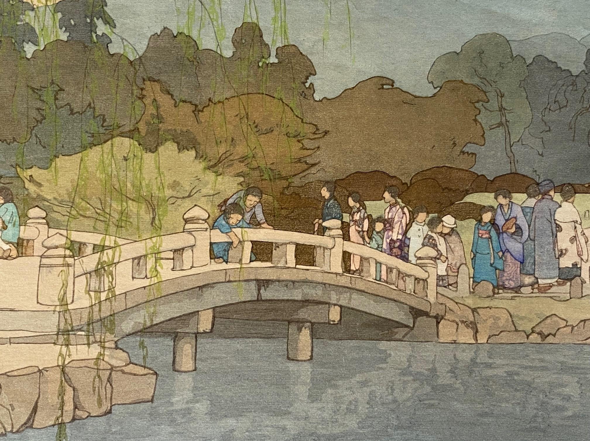 Hiroshi Yoshida, signierter japanischer Holzschnitt mit Maruyama-Park in Kyoto, Jizuri (Showa) im Angebot