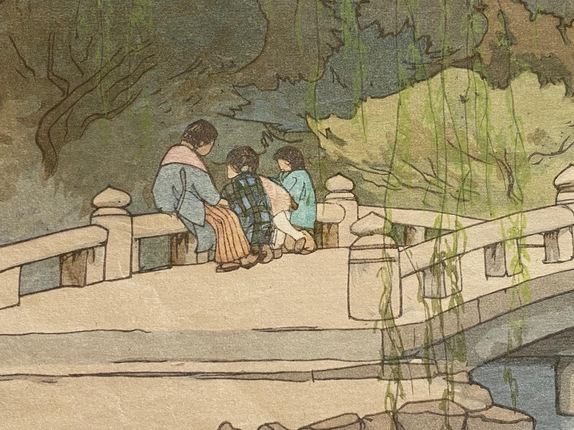 Hiroshi Yoshida, signierter japanischer Holzschnitt mit Maruyama-Park in Kyoto, Jizuri im Zustand „Gut“ im Angebot in Studio City, CA