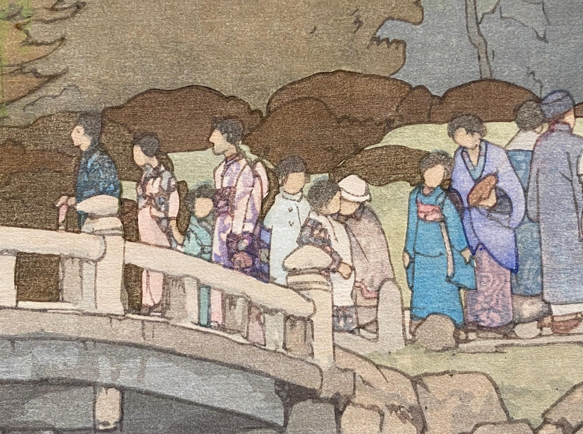 Hiroshi Yoshida, signierter japanischer Holzschnitt mit Maruyama-Park in Kyoto, Jizuri (Mitte des 20. Jahrhunderts) im Angebot