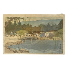 Hiroshi Yoshida Signed Japanese Woodblock Print Maruyama Park in Kyoto, Jizuri
