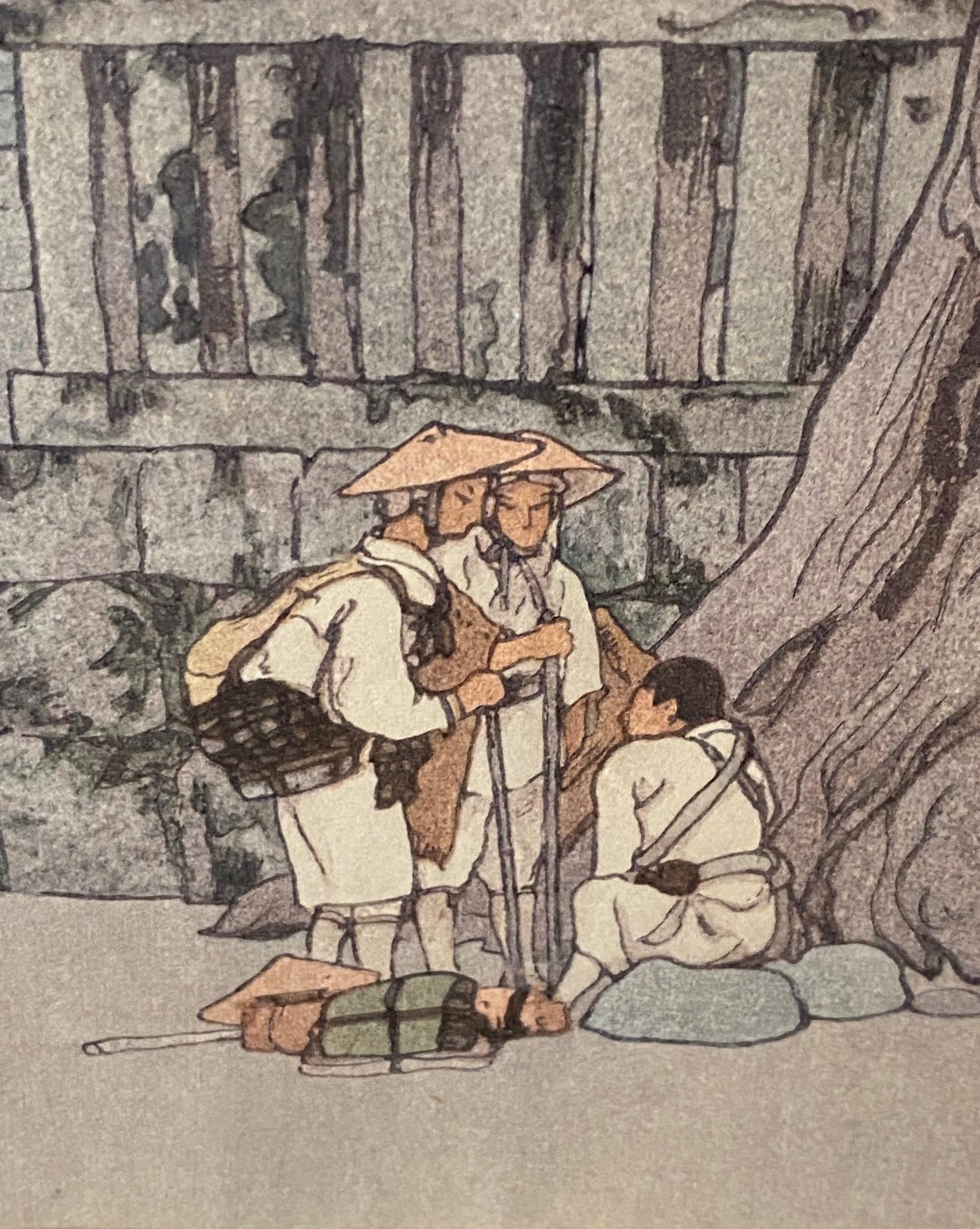Hiroshi Yoshida Signed Japanese Woodblock Print Misty Day in Nikko, Jizuri Seal For Sale 2