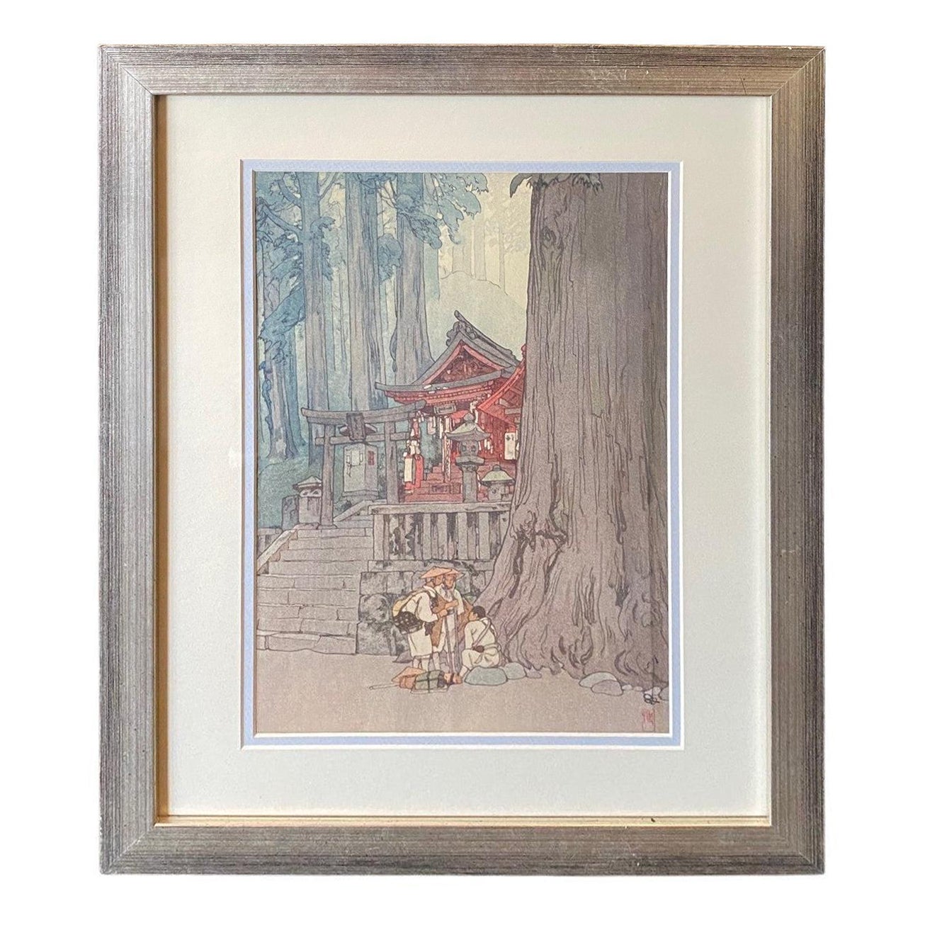 Hiroshi Yoshida Signierter Japanischer Farbholzschnitt Nebliger Tag in Nikko, Jizuri Siegel