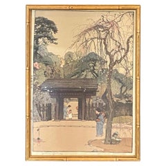 Hiroshi Yoshida Signed Japanese Woodblock Print Plum Gateway With Rare Toku Seal