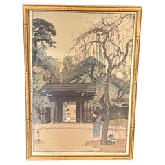 Hiroshi Yoshida Signed Japanese Woodblock Print Plum Gateway With Rare Toku Seal