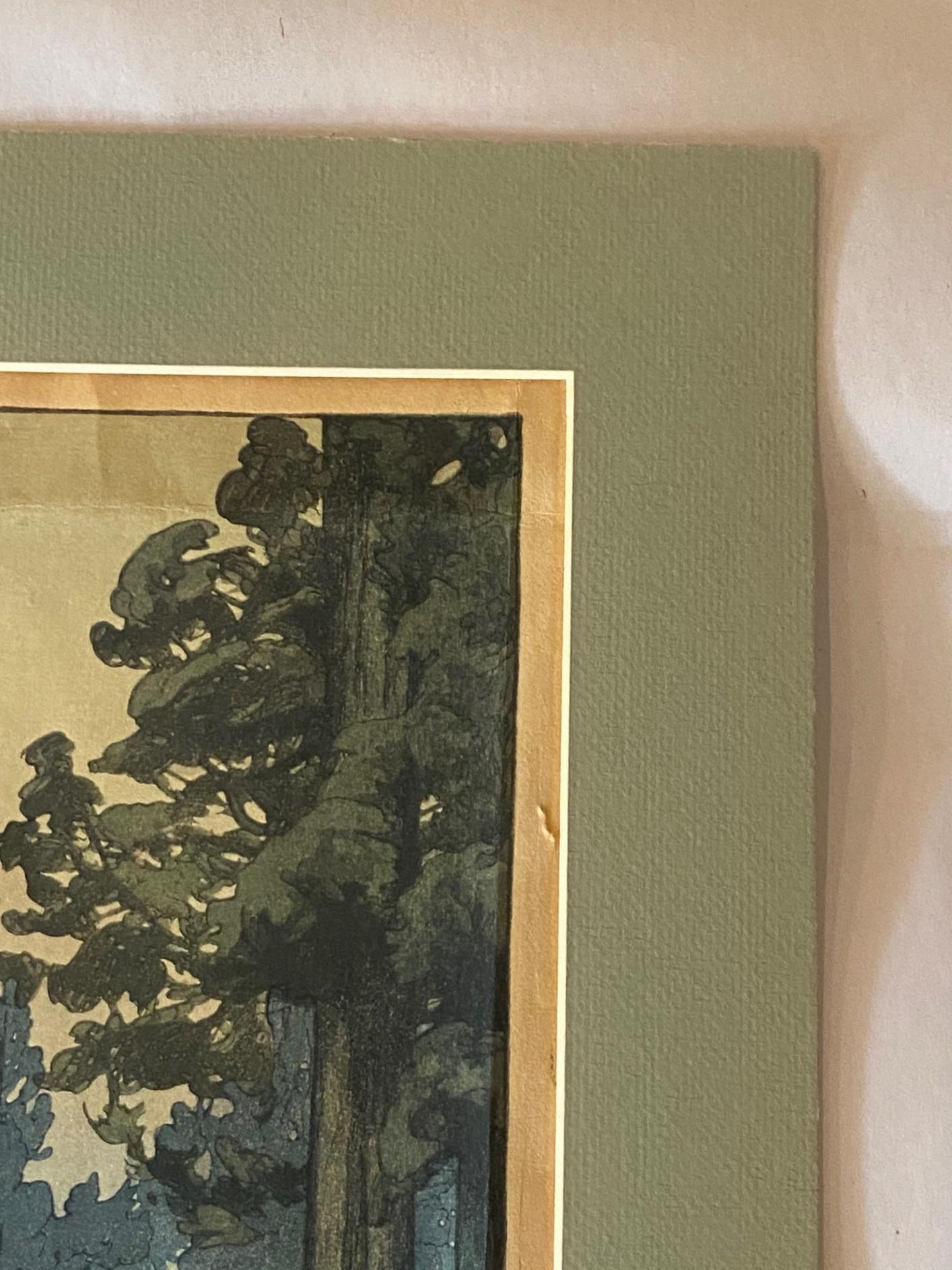 Hiroshi Yoshida Signierter Japanischer Farbholzschnitt Toshogu-Schrein mit Jizuri-Siegel im Zustand „Gut“ im Angebot in Studio City, CA