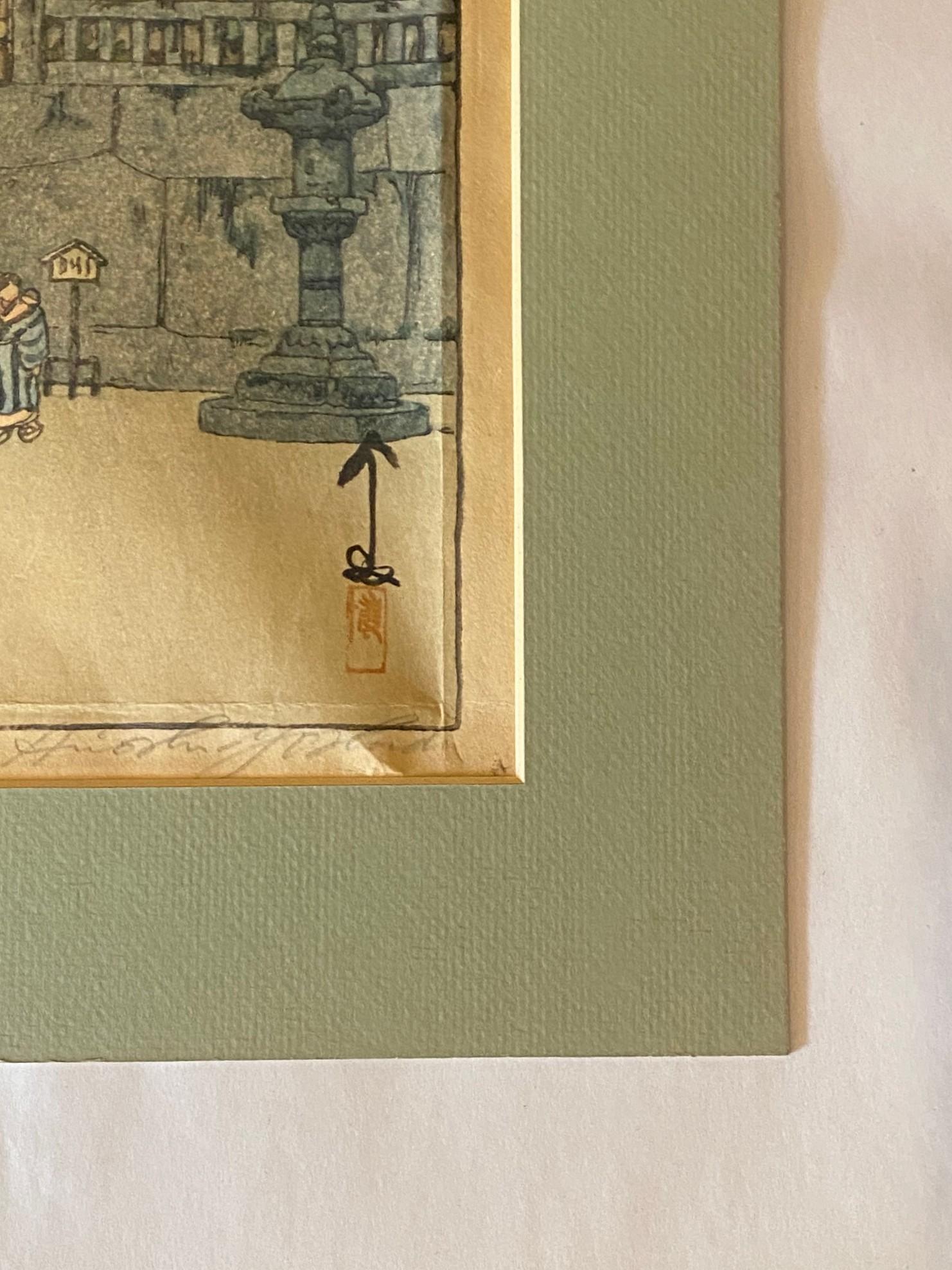Hiroshi Yoshida Signierter Japanischer Farbholzschnitt Toshogu-Schrein mit Jizuri-Siegel im Angebot 1
