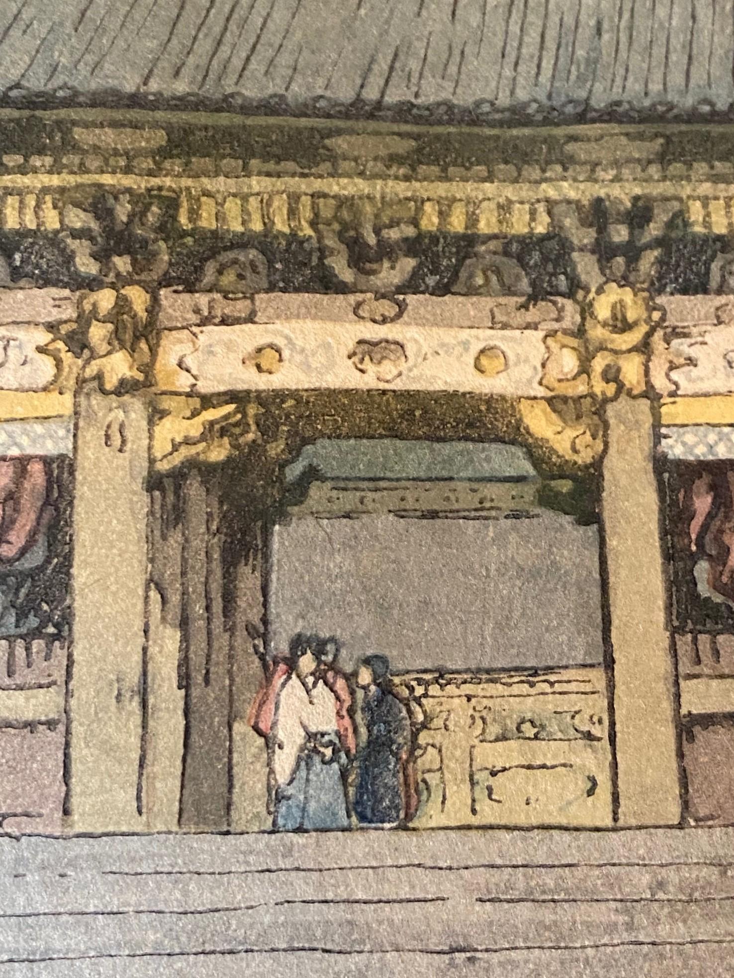 Hiroshi Yoshida Signierter Japanischer Farbholzschnitt Toshogu-Schrein mit Jizuri-Siegel im Angebot 3