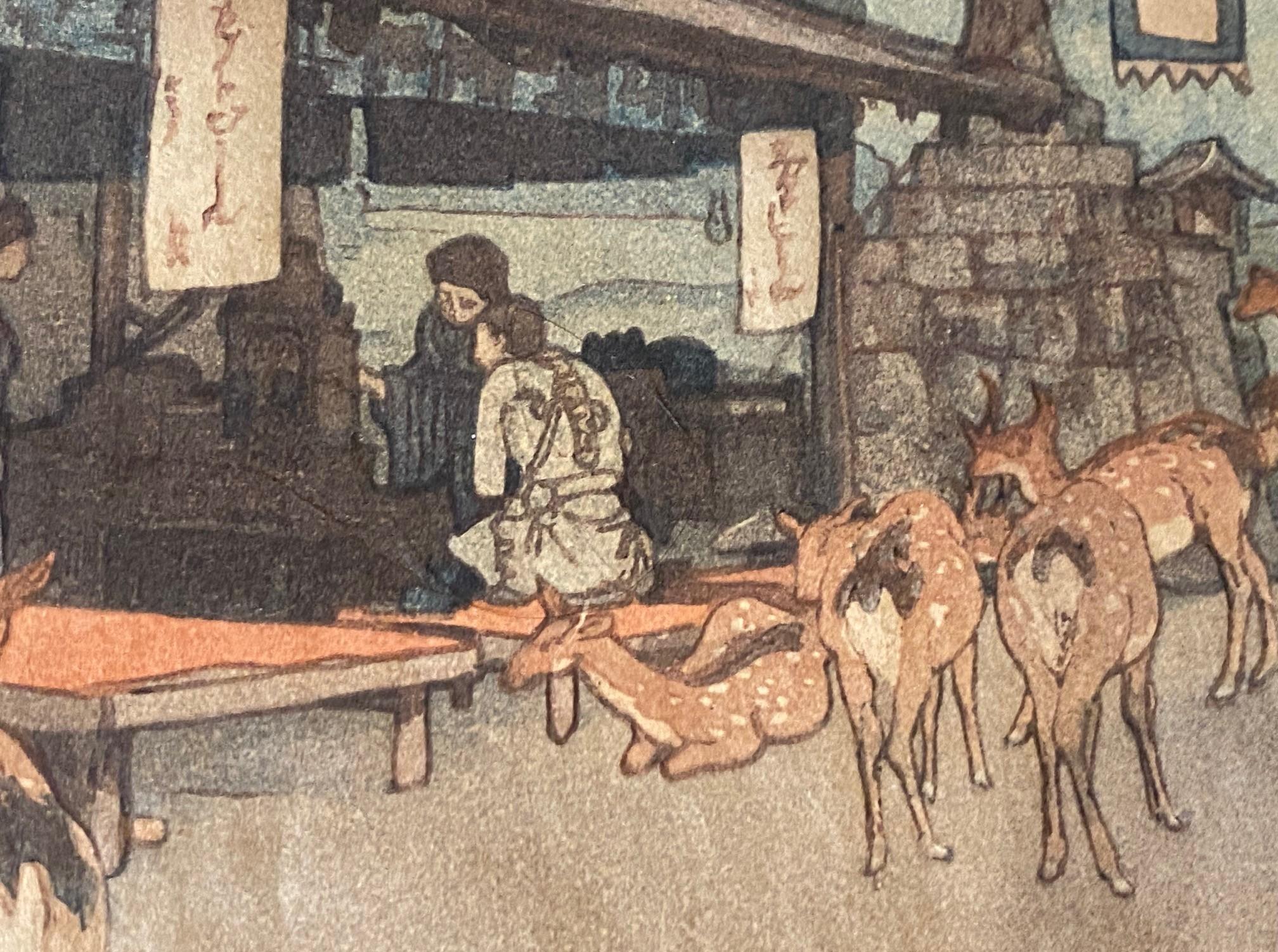 Hiroshi Yoshida Impresión xilográfica japonesa firmada Camino al santuario Kasuga, Jizuri en venta 3