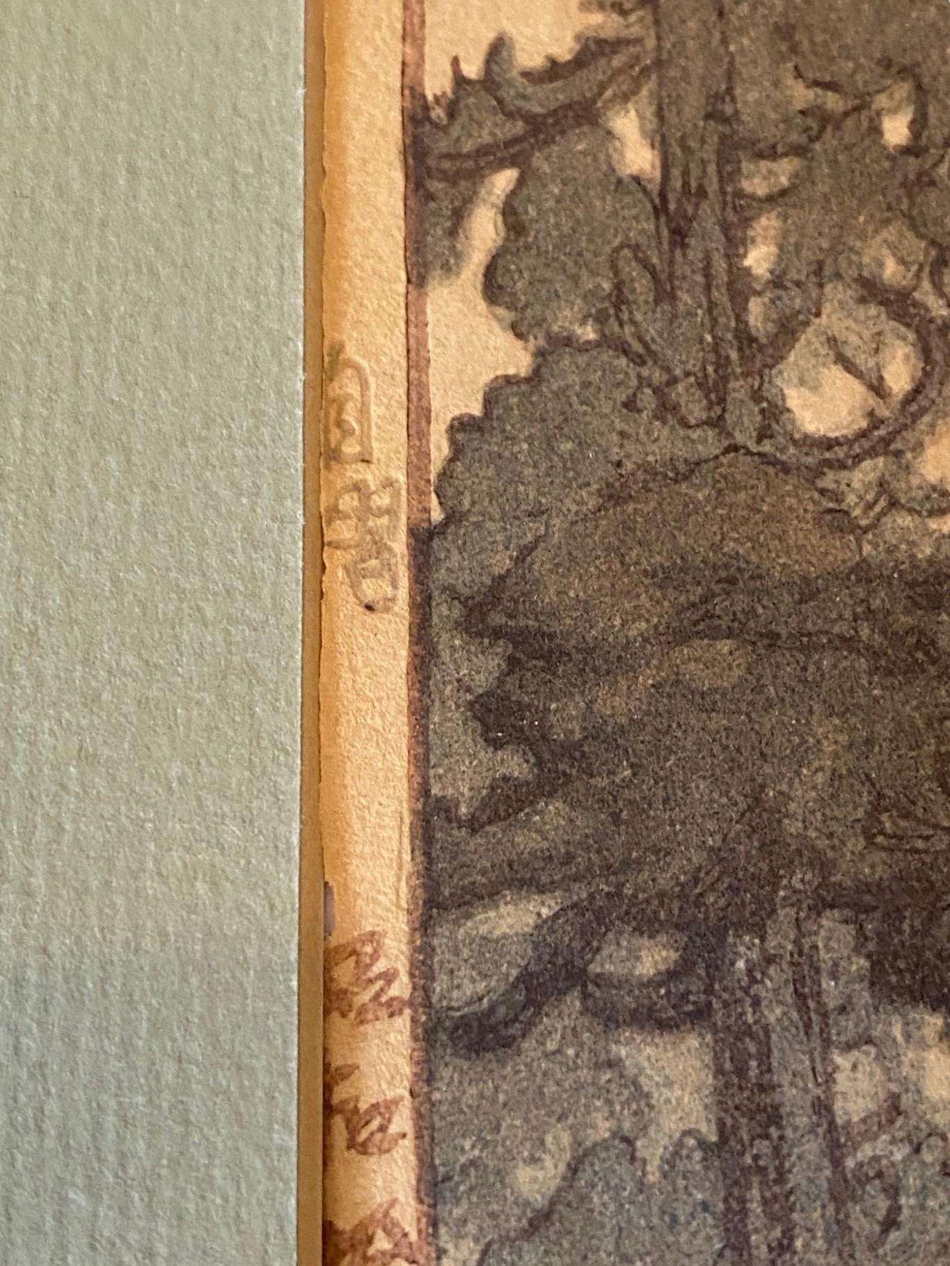 Hiroshi Yoshida Impresión xilográfica japonesa firmada Camino al santuario Kasuga, Jizuri en venta 11