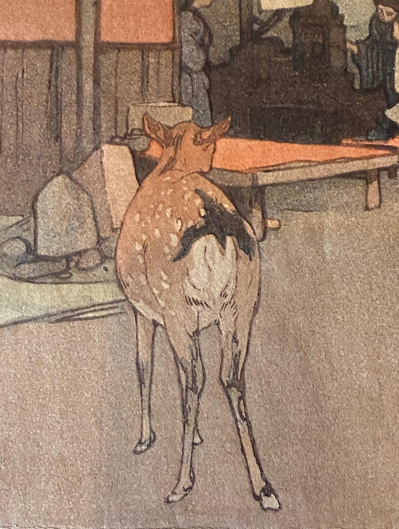 Hiroshi Yoshida Impresión xilográfica japonesa firmada Camino al santuario Kasuga, Jizuri en venta 1