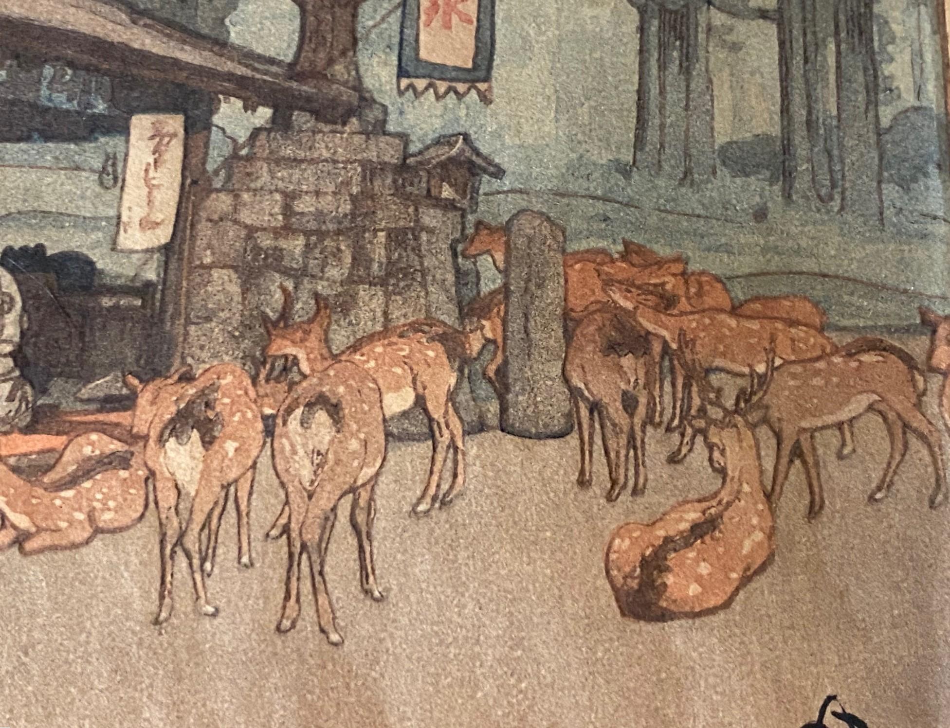 Hiroshi Yoshida Impresión xilográfica japonesa firmada Camino al santuario Kasuga, Jizuri en venta 2