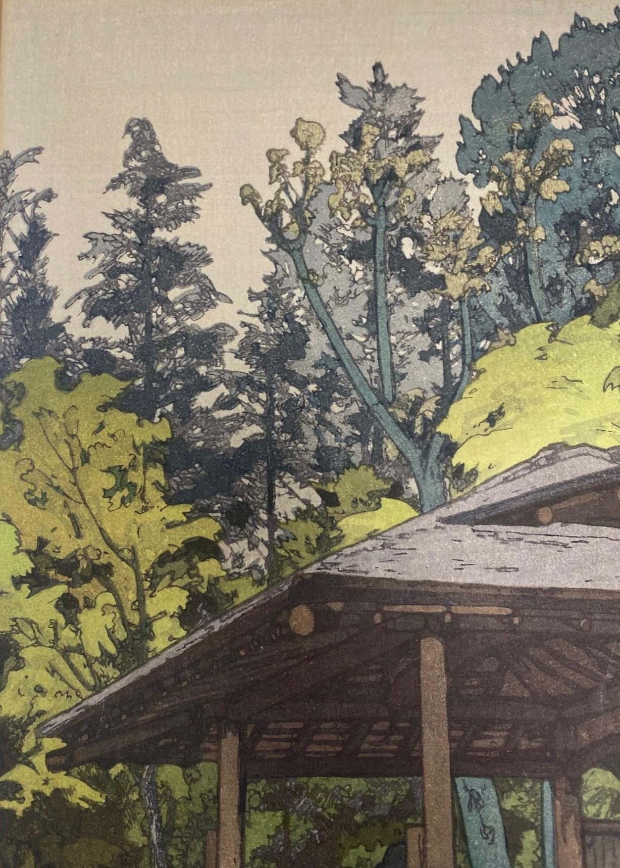 Hiroshi Yoshida - Gravure sur bois japonaise encadrée, signée et scellée - Jardin d'azalées en vente 6