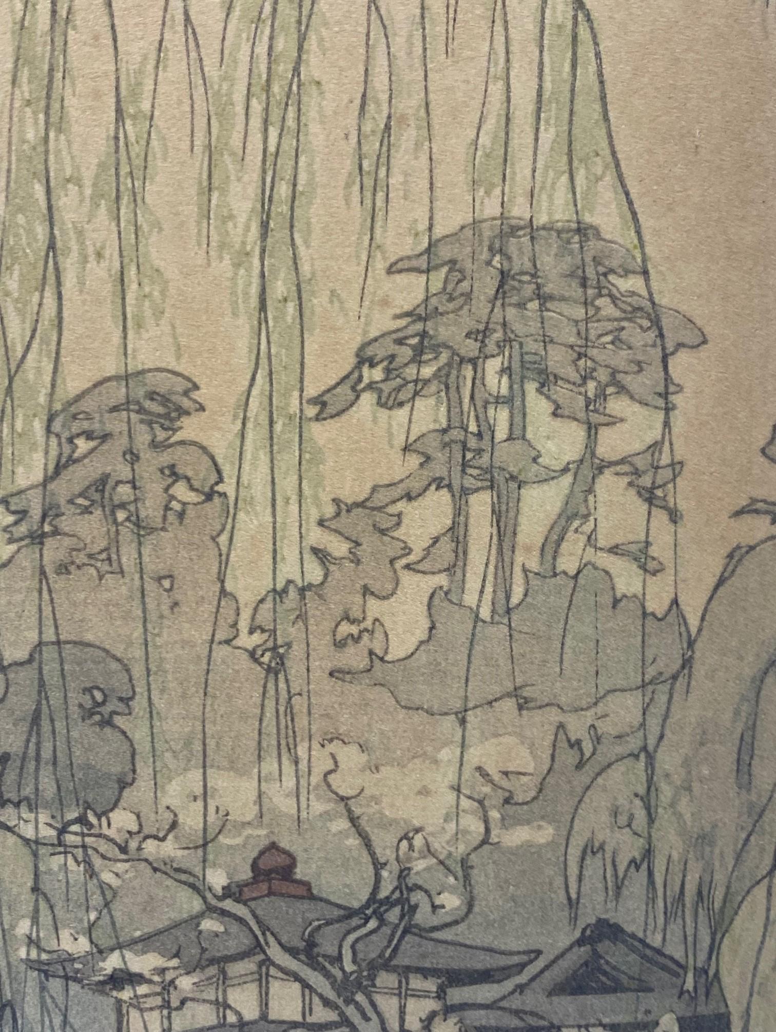 Hiroshi Yoshida Signed & Sealed Framed Japanese Woodblock Print Sarusawa Pond For Sale 5