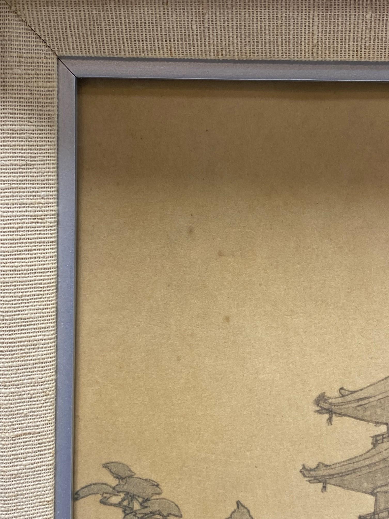 Mid-20th Century Hiroshi Yoshida Signed & Sealed Framed Japanese Woodblock Print Sarusawa Pond For Sale