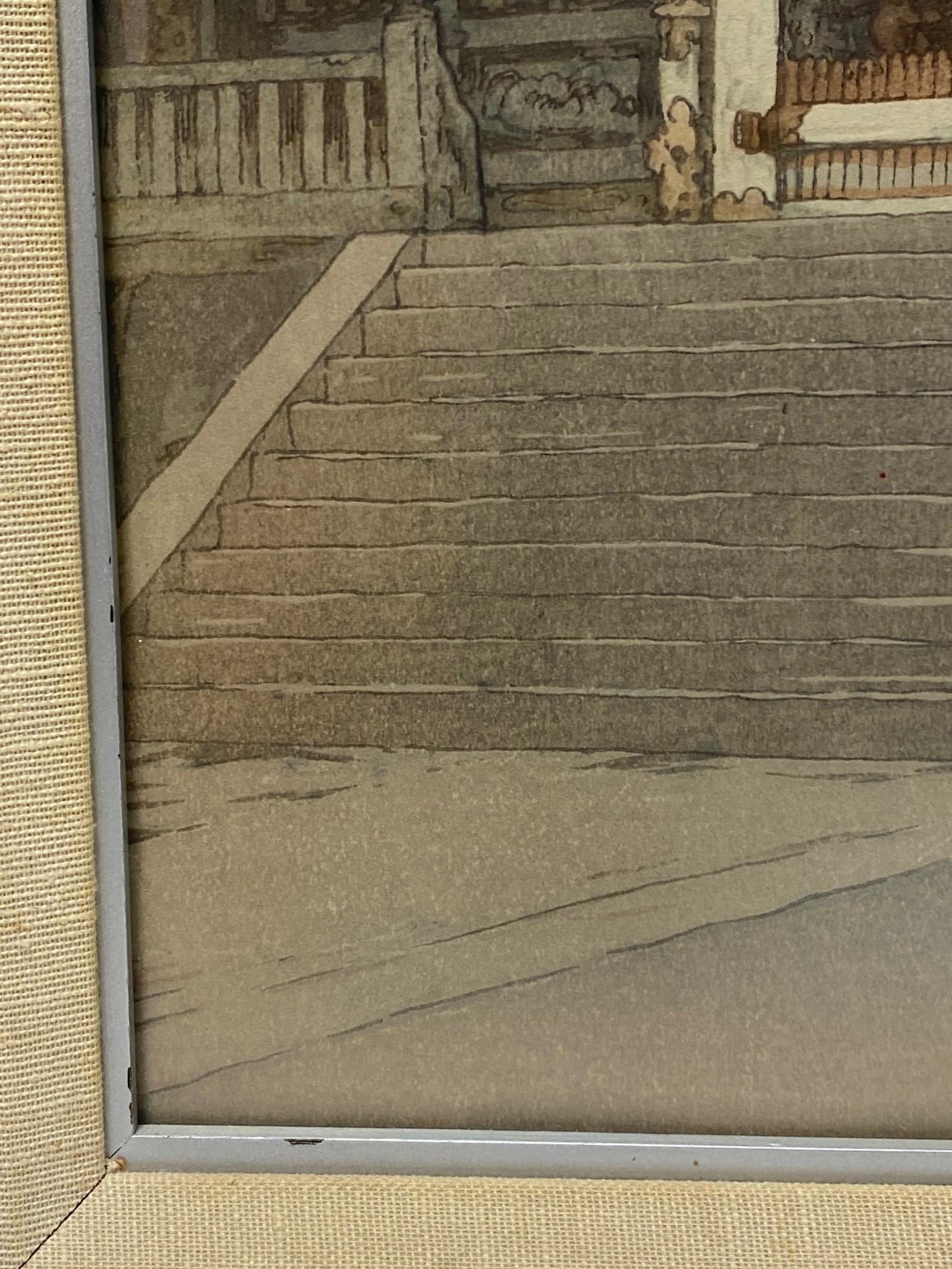 Hiroshi Yoshida Signed & Sealed Framed Japanese Woodblock Print Yomei Gate For Sale 7