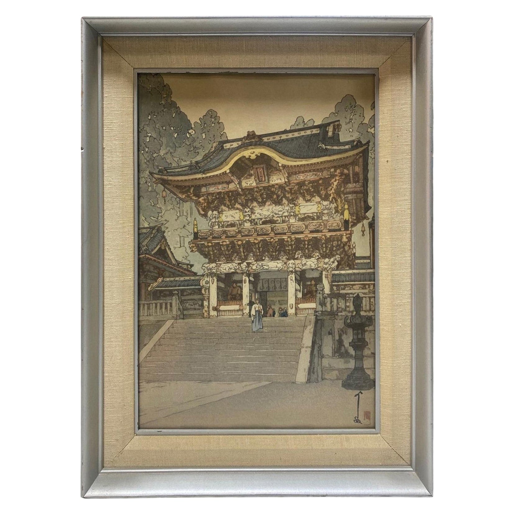 Hiroshi Yoshida - Gravure sur bois japonaise encadrée, signée et scellée - Porte de Yomei
