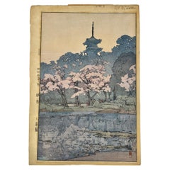 Hiroshi Yoshida Holzschnittdruck „Sankei-en“ Garten 1935 Signiert Original
