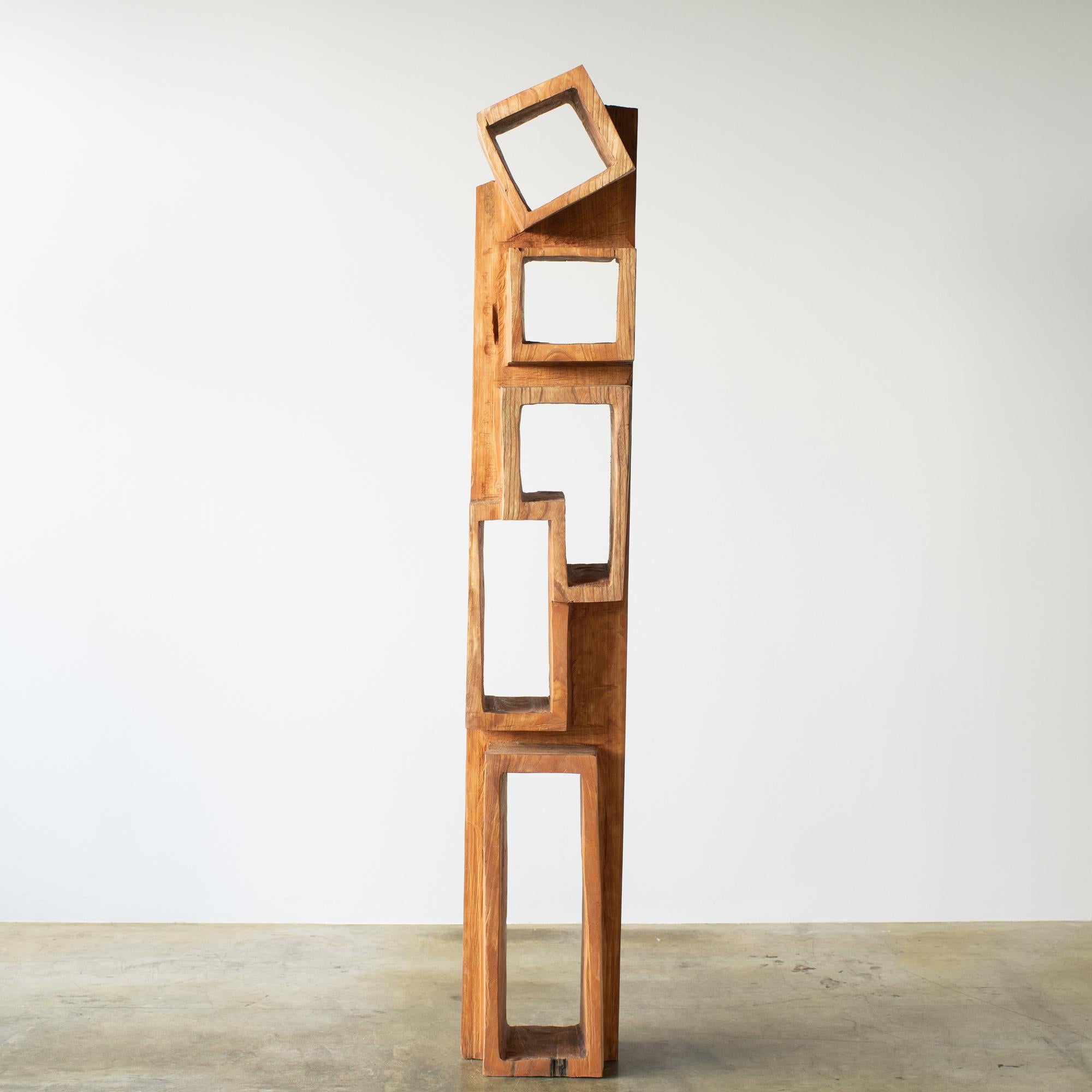 Hiroyuki Nishimura Abstrakte Skulptur Masouleh-Turm-Bücherregal im Stammesstil (Stammeskunst) im Angebot
