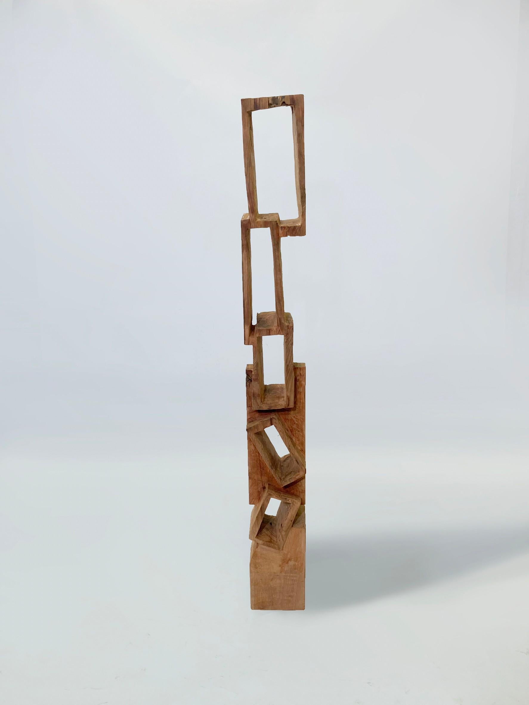 Masouleh Tower 02
Sculpture. Also it can be used as small bookcase. 

Material: Zelkova
This work is carved from log with some kinds of chainsaws.
Most of wood used for his works are unable to use anything, these woods are unsuitable material