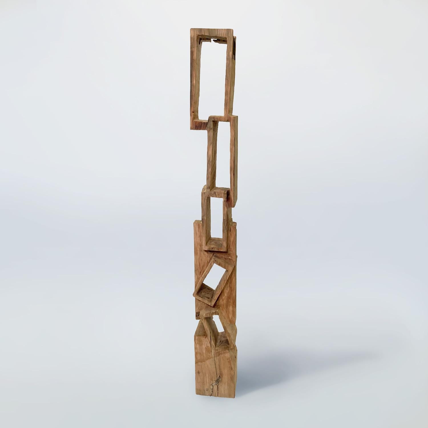 Contemporary Hiroyuki Nishimura Abstract Sculpture Masouleh Tower02 Tribal Style Bookcase For Sale