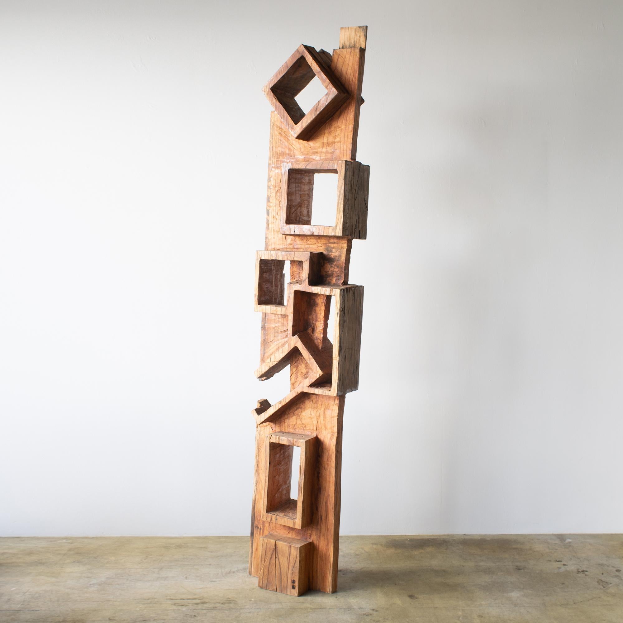 Japanese Hiroyuki Nishimura Abstract Sculpture Masouleh Tower3 Tribal Style Bookcase For Sale
