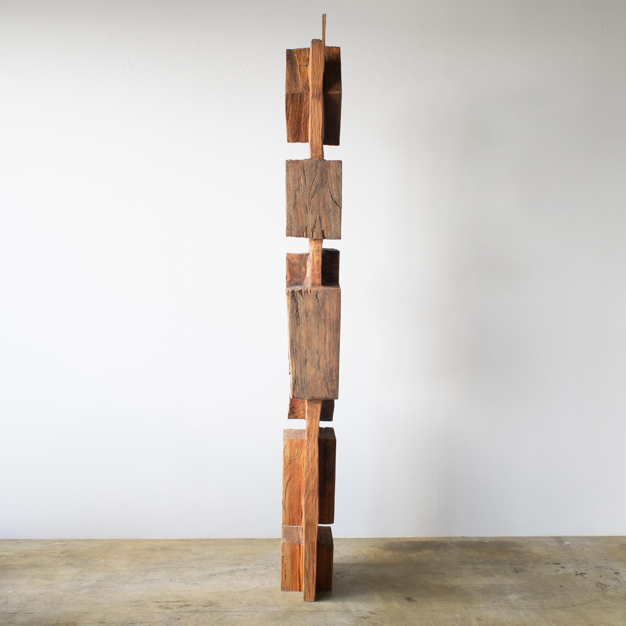 Hand-Carved Hiroyuki Nishimura Abstract Sculpture Masouleh Tower3 Tribal Style Bookcase For Sale