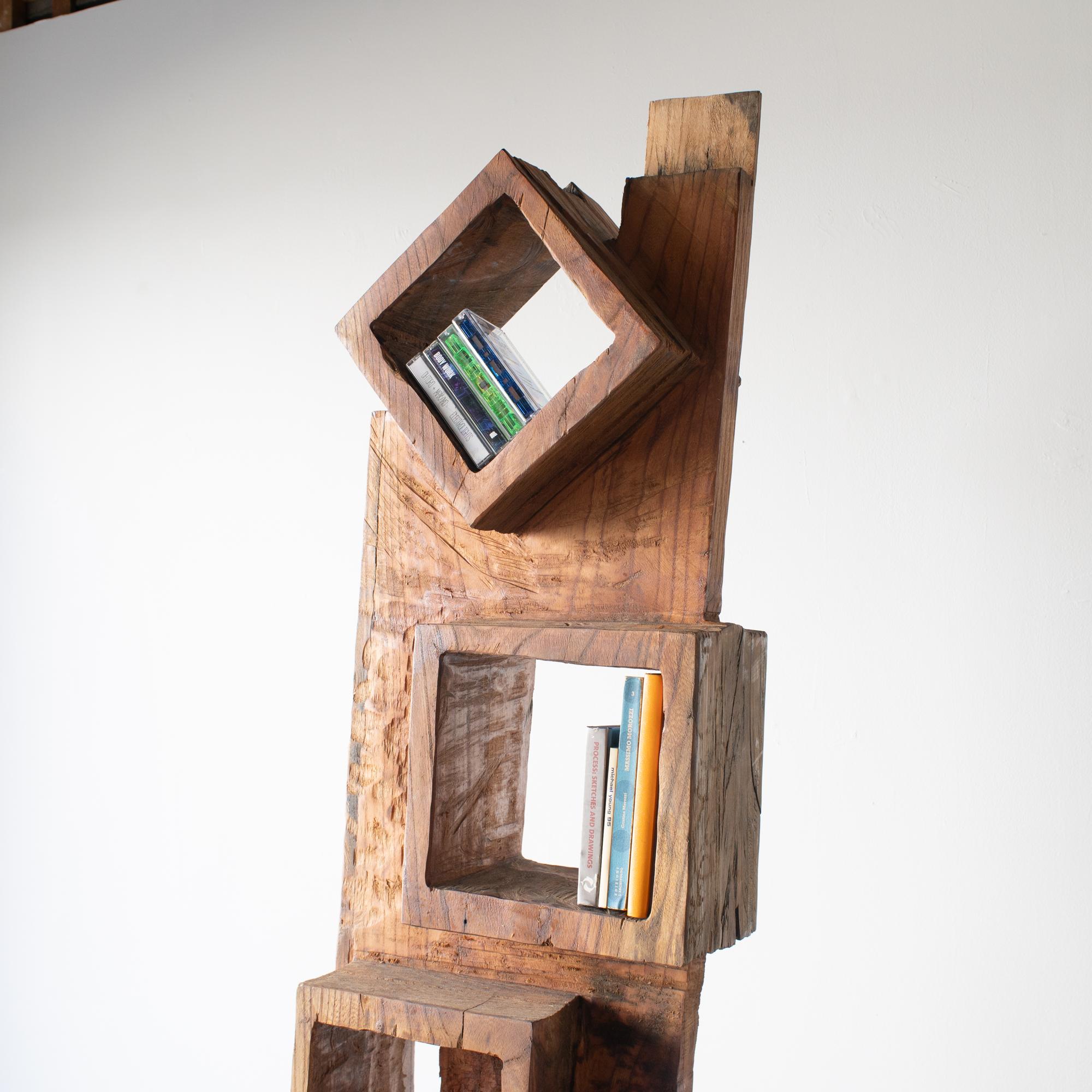 Contemporary Hiroyuki Nishimura Abstract Sculpture Masouleh Tower3 Tribal Style Bookcase For Sale