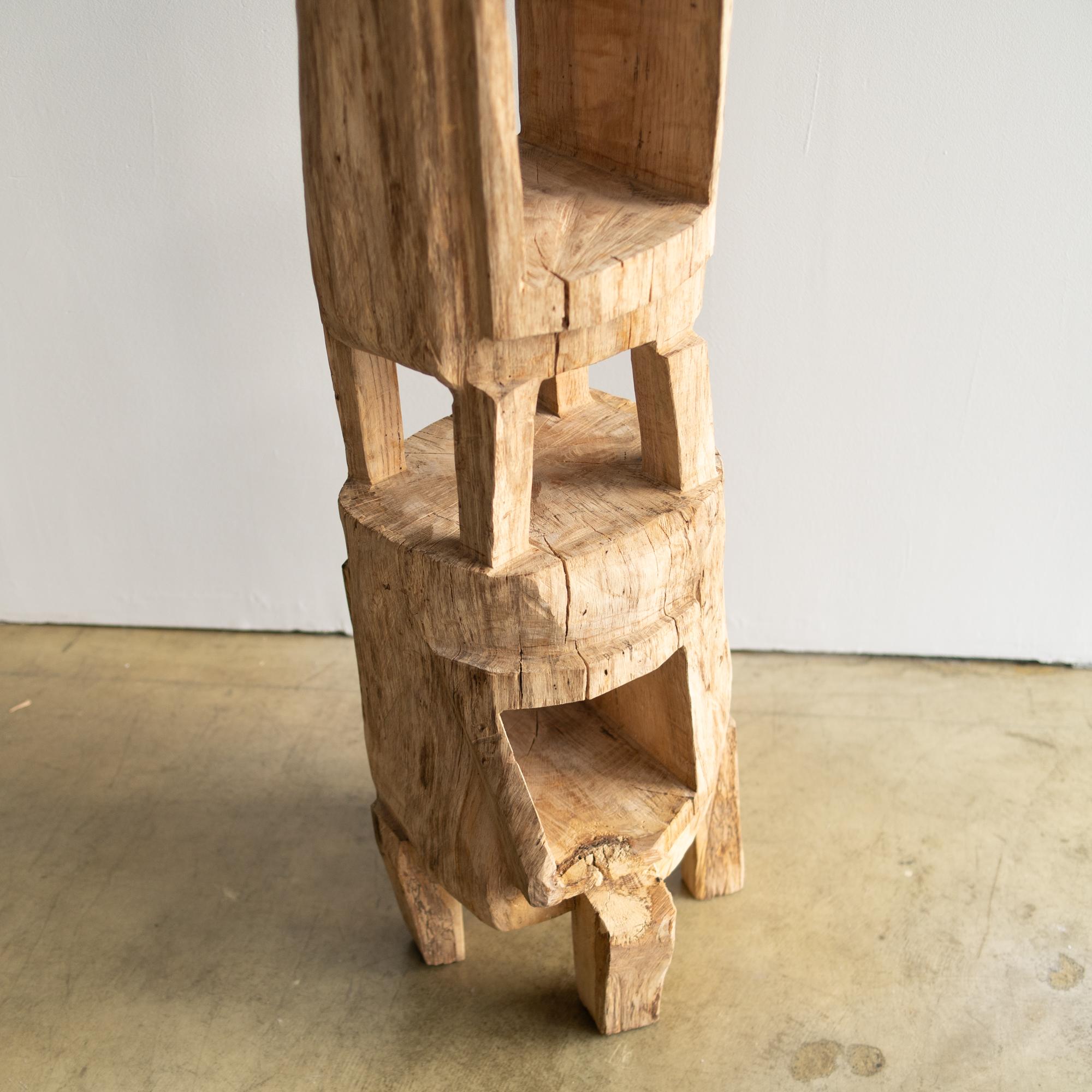 Wood Hiroyuki Nishimura Abstract Sculpture Tribal Style shelf 7 For Sale