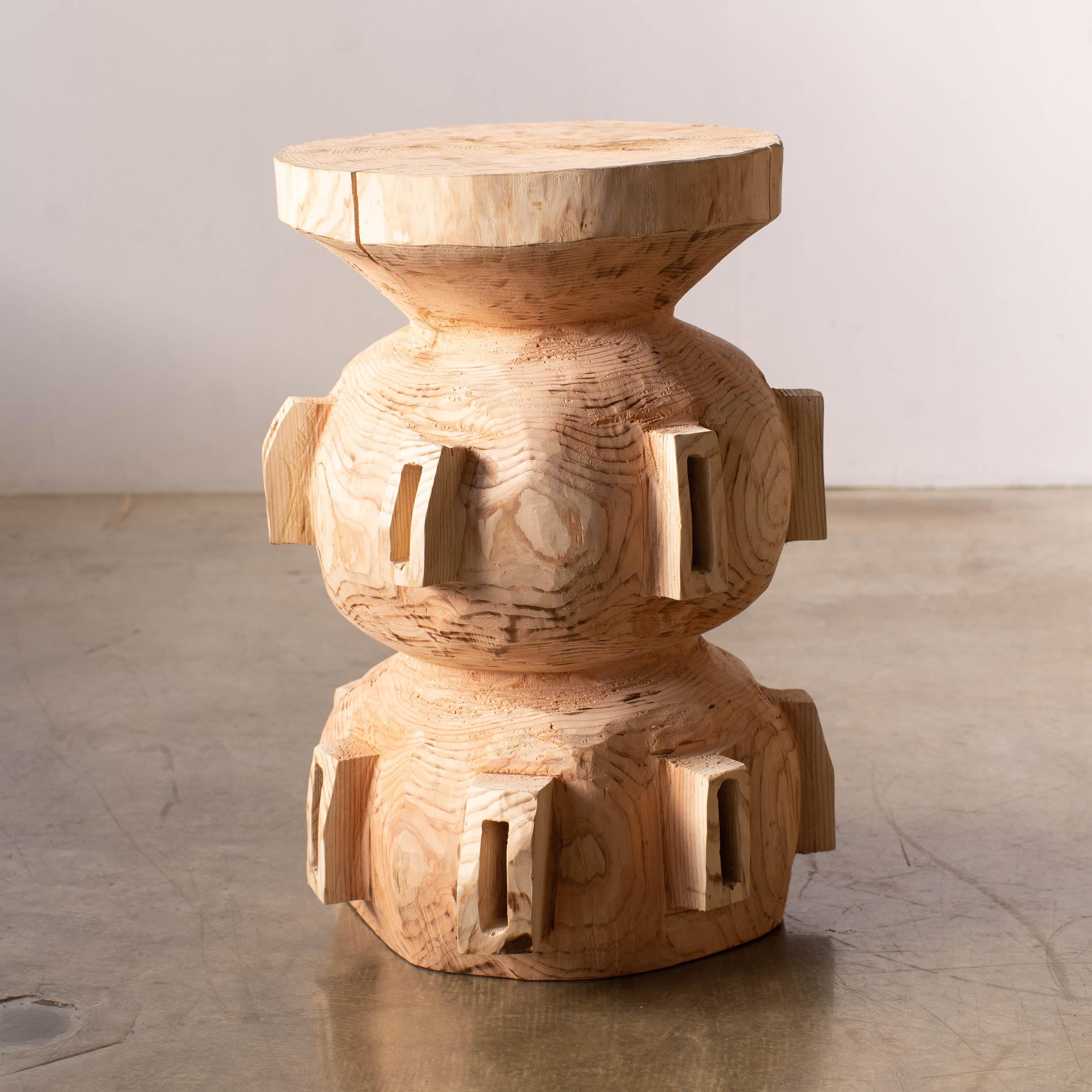 Japanese Hiroyuki Nishimura and Sculptural Stool Side Table 15-2 Tribal Glamping For Sale