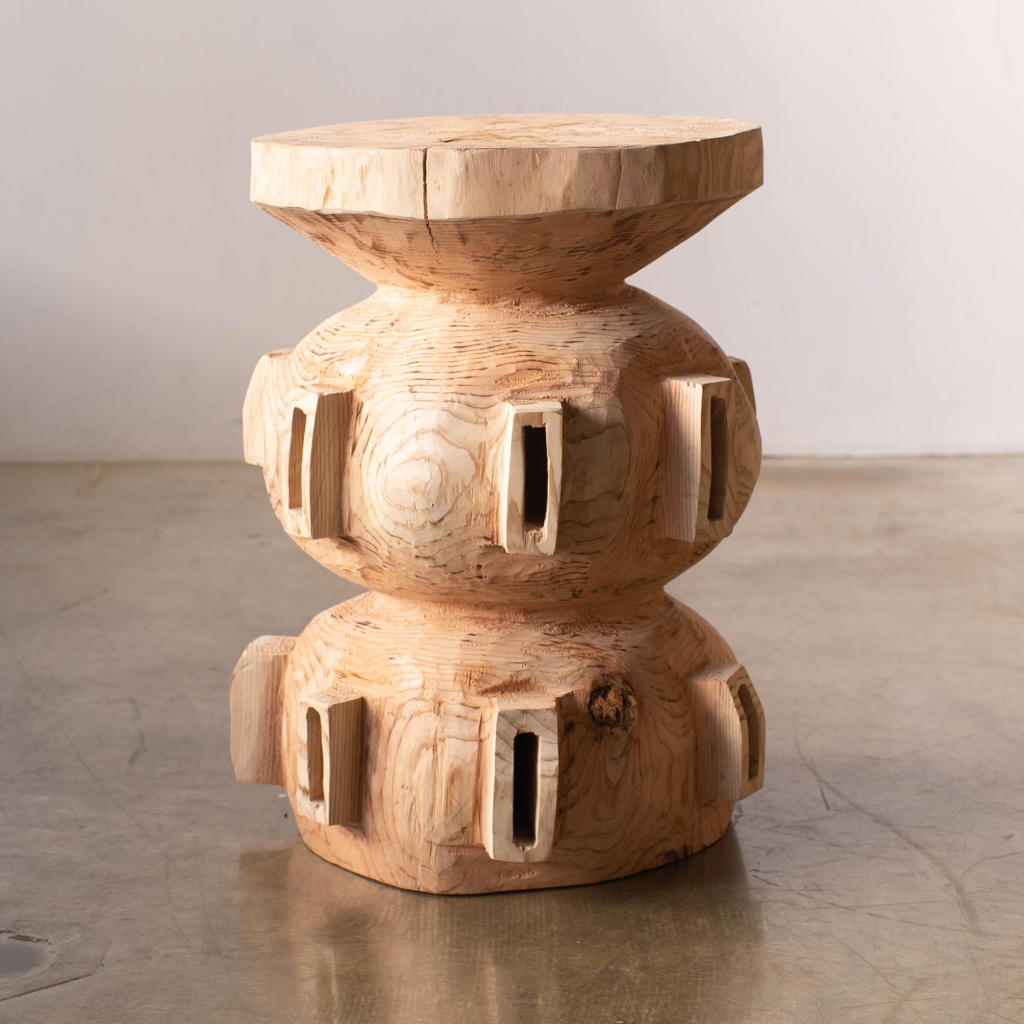 Hand-Carved Hiroyuki Nishimura and Sculptural Stool Side Table 15-2 Tribal Glamping