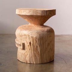 Hiroyuki Nishimura and Sculptural Wood Stool Side Table 9-06 Tribal Glamping