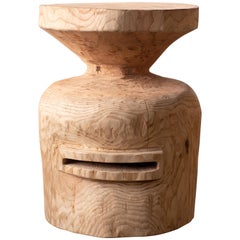 Hiroyuki Nishimura and Sculptural Wood Stool Side Table 9-06 Tribal Glamping