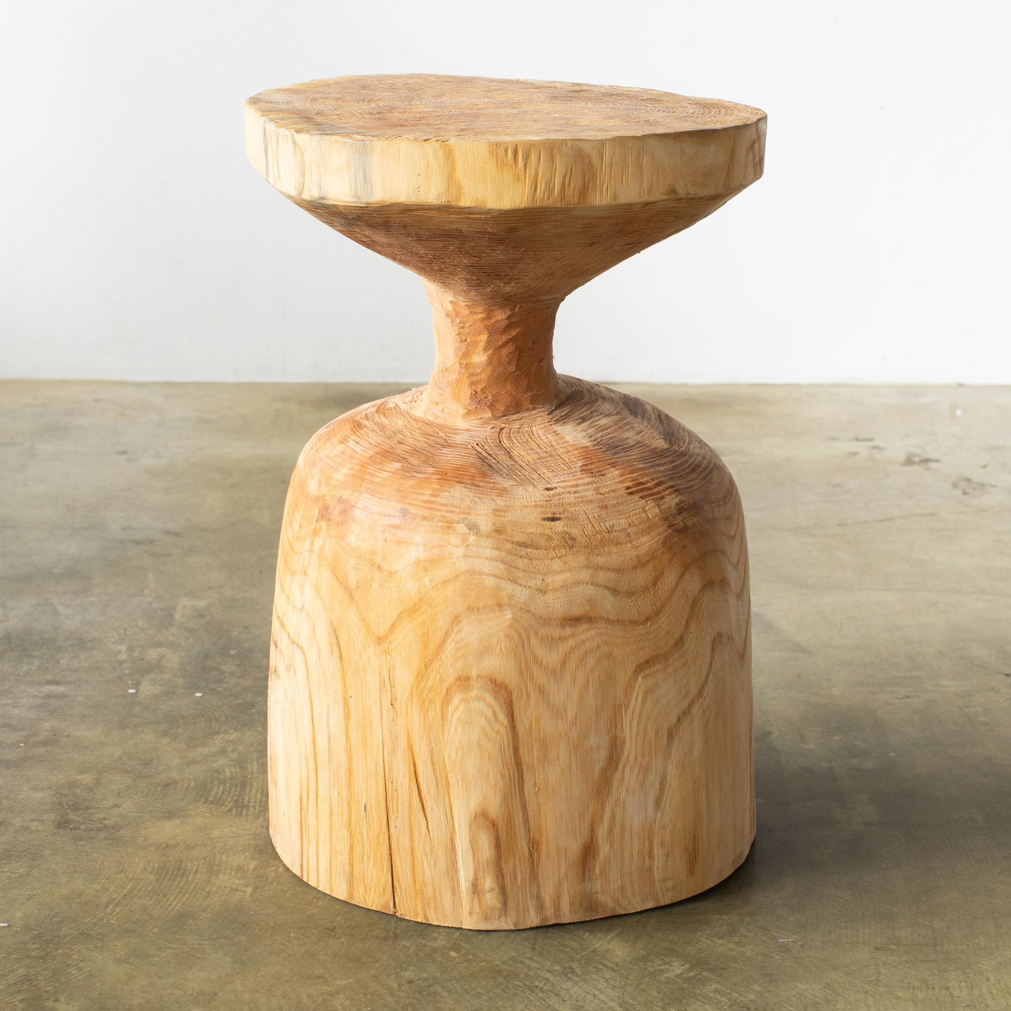 Hand-Carved Hiroyuki Nishimura and Sculptural Wood Stool Side Table 9-07 Tribal Glamping For Sale