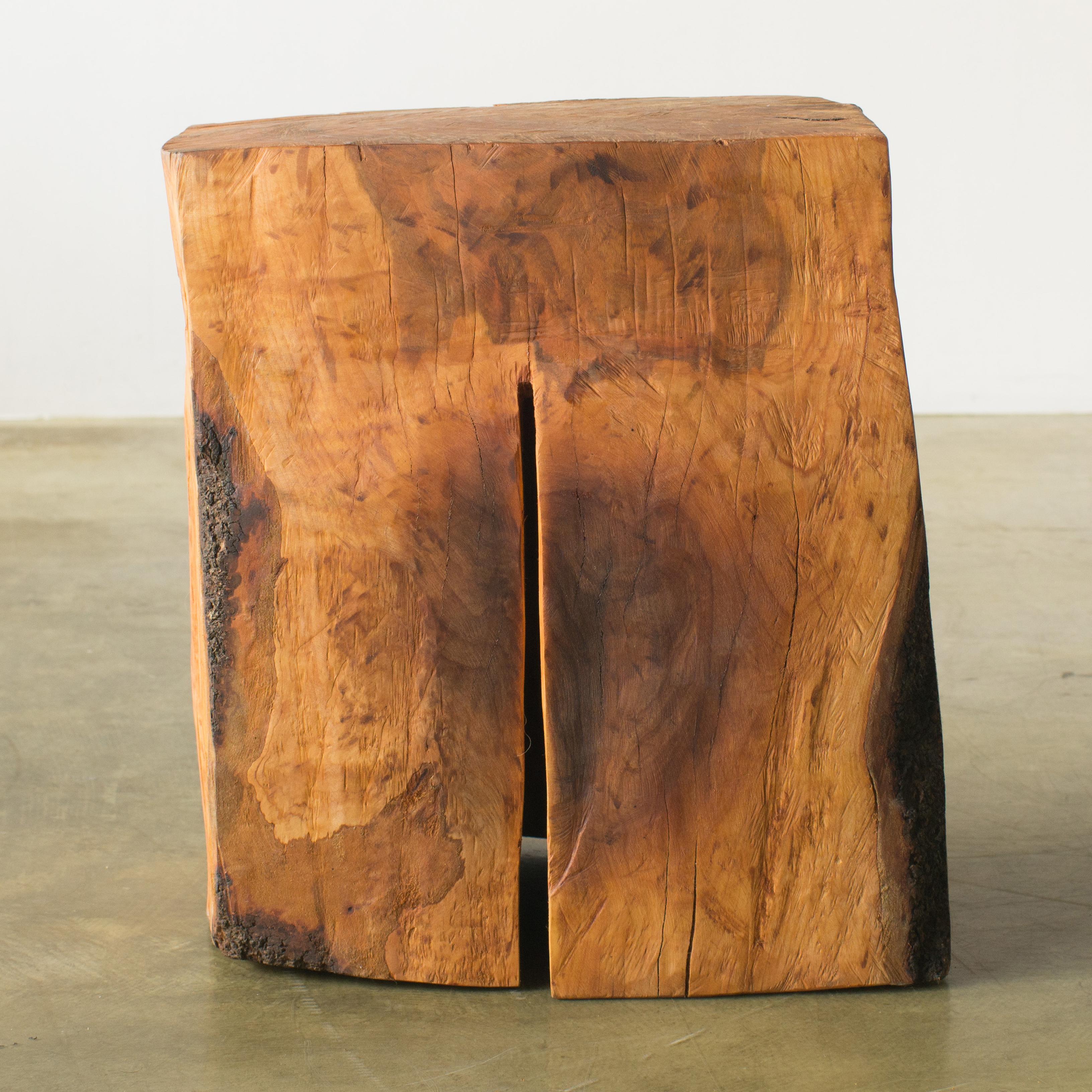 Name: Late afternoon in winter
Sculptural stool by Hiroyuki Nishimura and zone carved furniture
Material: Cherry
This work is carved from log with some kinds of chainsaws.
Most of wood used for Nishimura's works are unable to use anything, these