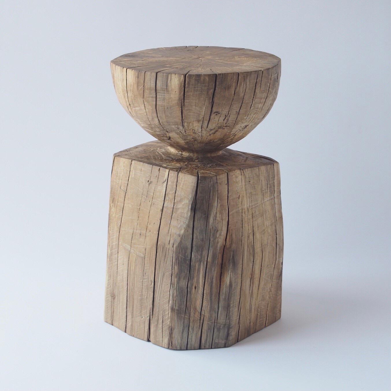 Sculpté à la main Tabouret en bois sculptural Hiroyuki Nishimura et Zogei Furniture 11 avec vernis tribal en vente