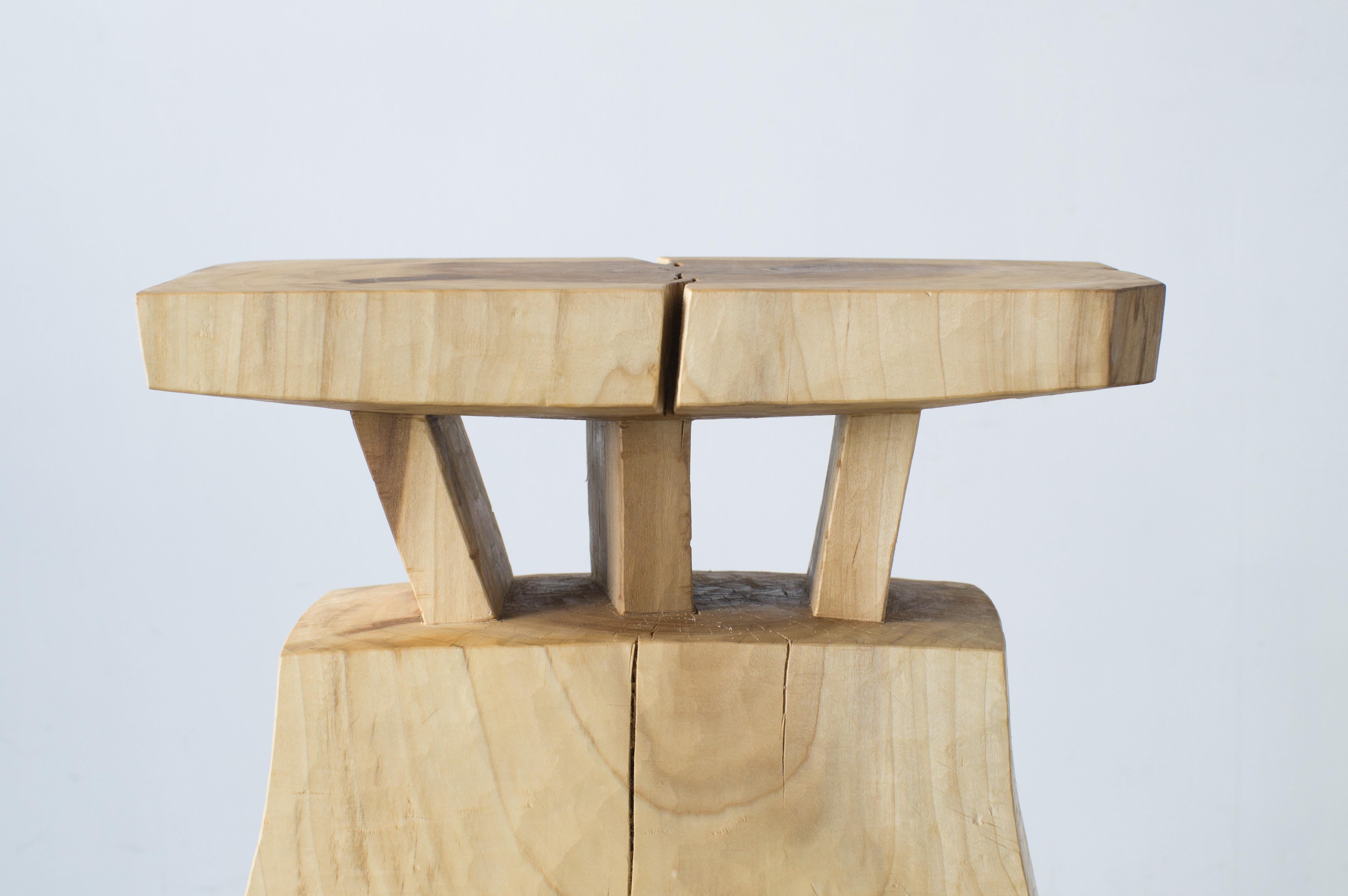 Contemporary Hiroyuki Nishimura and Zogei Furniture Sculptural wood Stool12 Tribal Glamping For Sale