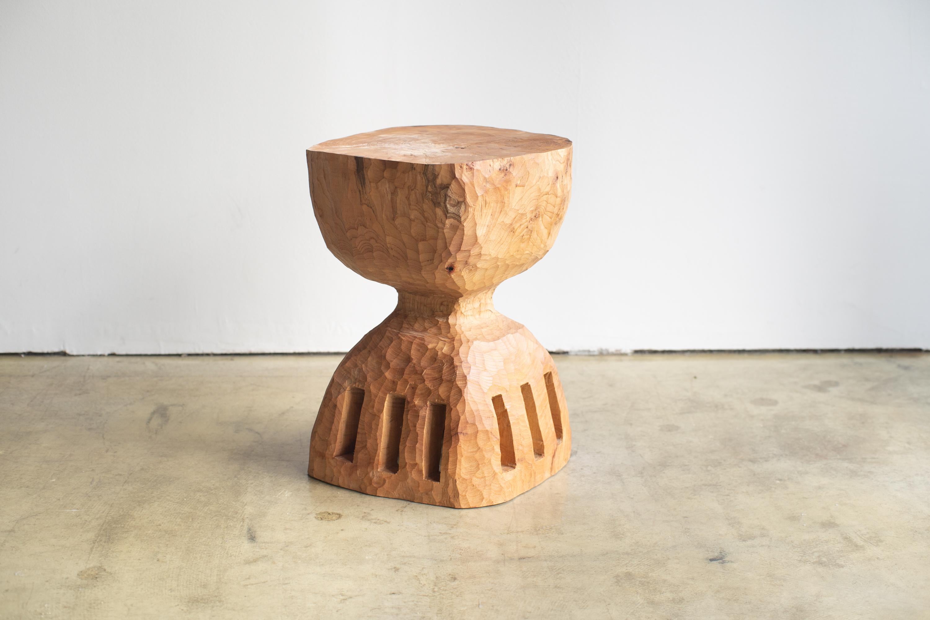 Japanese Hiroyuki Nishimura and Zogei Furniture Sculptural Wood Stool8 Tribal Glamping For Sale