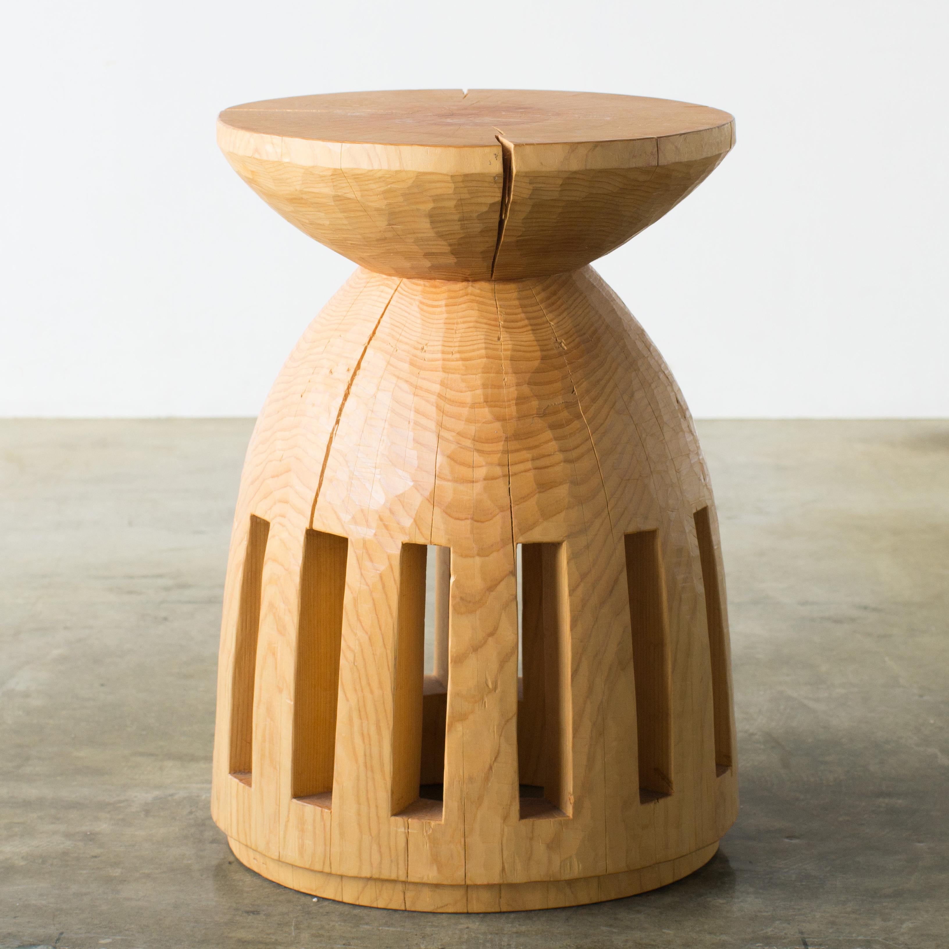 Hand-Carved Hiroyuki Nishimura and Zougei Furniture Sculptural Stool 3 Tribal Glamping For Sale